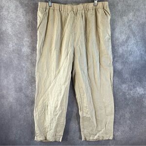 Quince European Linen Wide Leg Pants Women XL Driftwood Beige Pull On Pockets